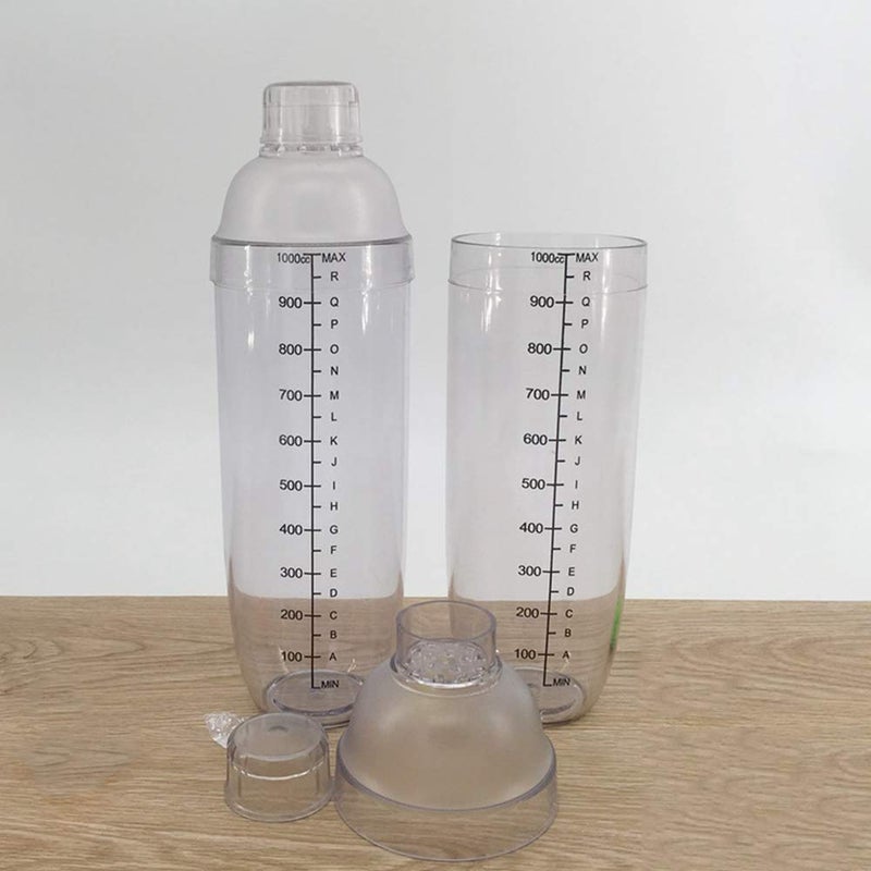 FEOOWV Plastic Cocktail Shaker,Drink Mixer Hand Shaker Cup with Scales,Transparent (33 oz / 1000cc) - Image 5